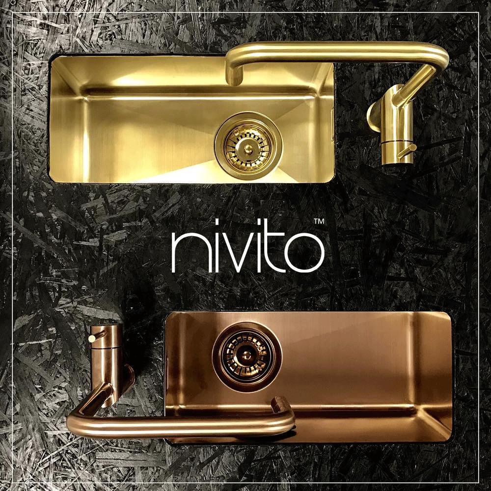 Brass/Gold Kitchen Sink - Nivito CU-180-BB