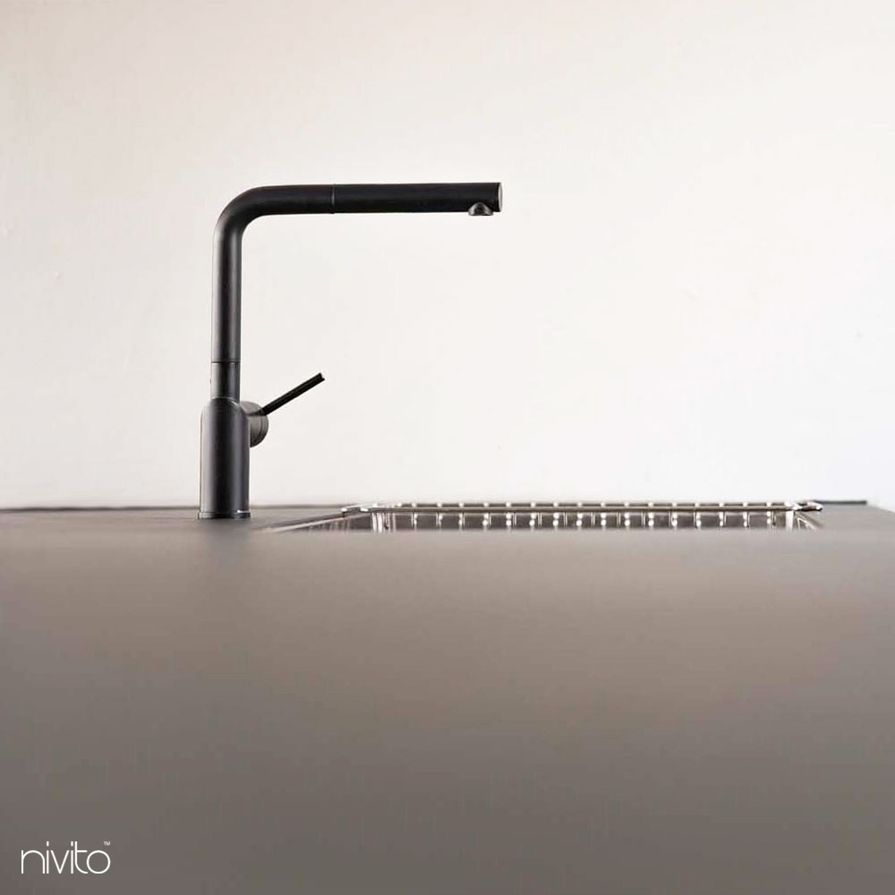 Black Kitchen Sink Mixer Tap Pullout hose - Nivito RH-620-EX