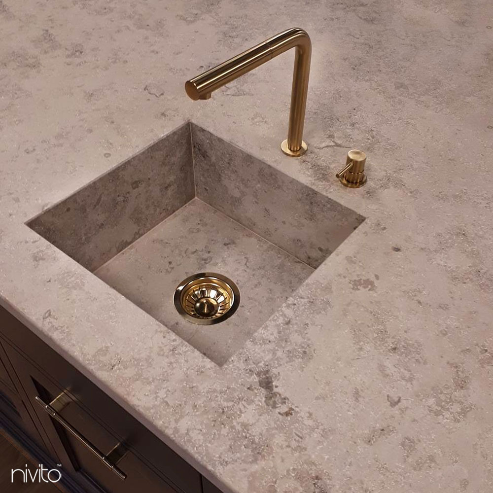 Brass/Gold Kitchen Tap Pullout hose / Seperated Body/Pipe - Nivito RH-640-VI
