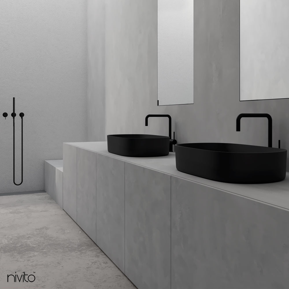 Black Bathroom Basin - Nivito MO-610-BL