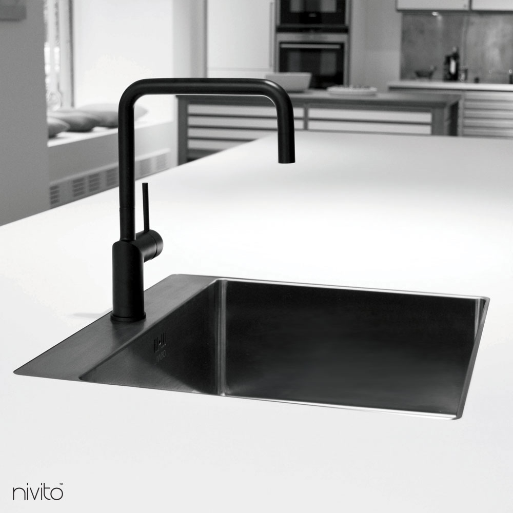 Black Kitchen Mixer Tap - Nivito RH-320