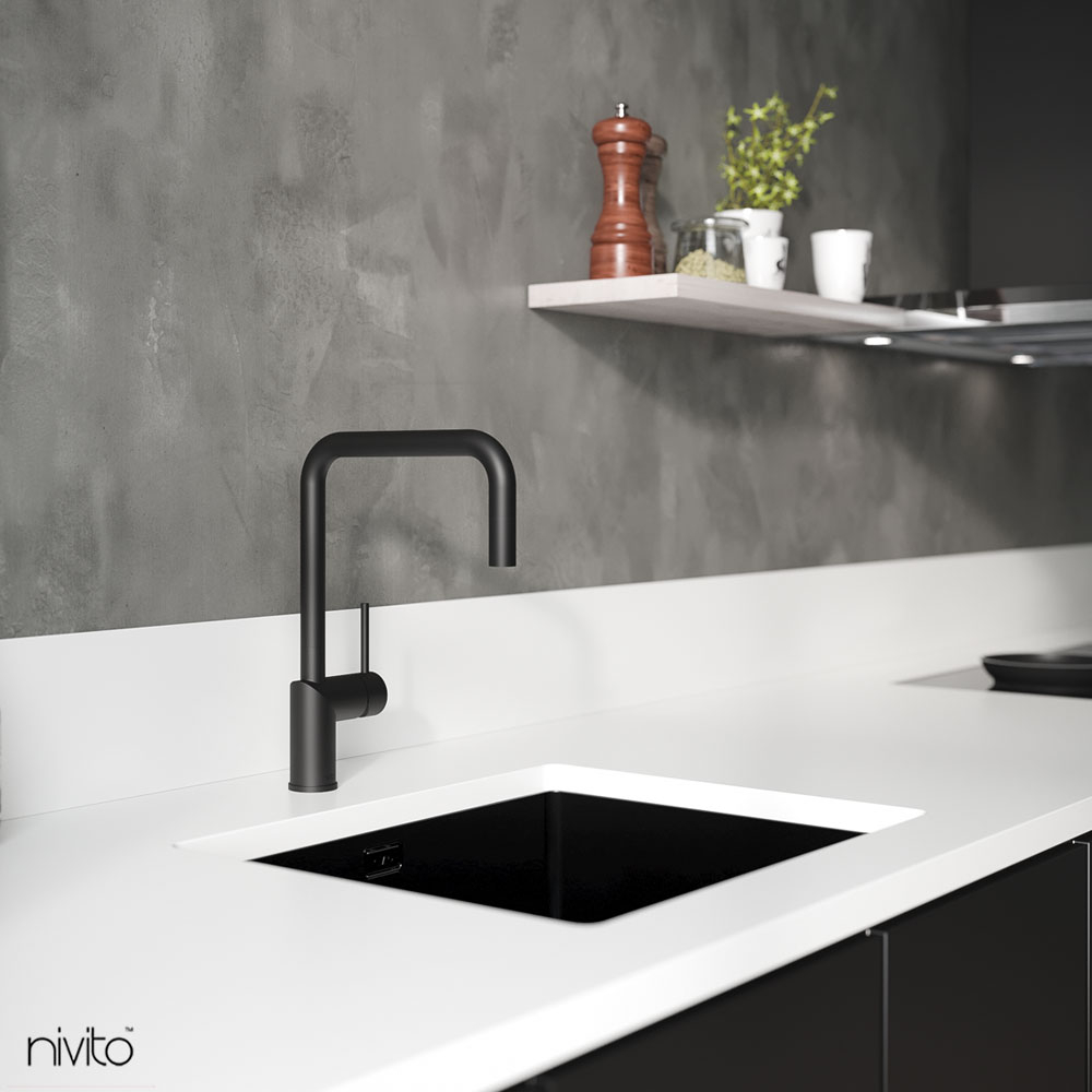 Black Mixer Tap Pullout hose - Nivito RH-320-EX