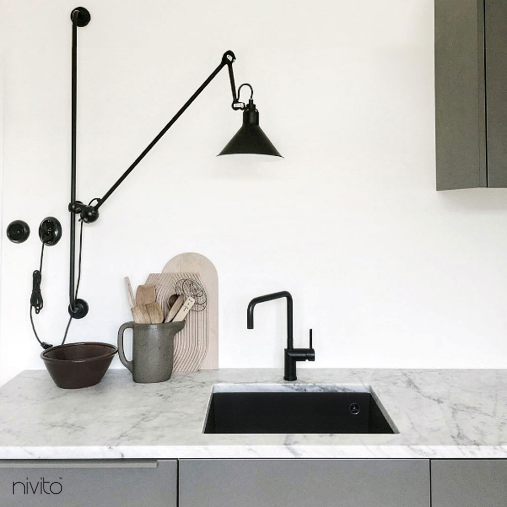 Black Kitchen Mixer Tap - Nivito RH-320