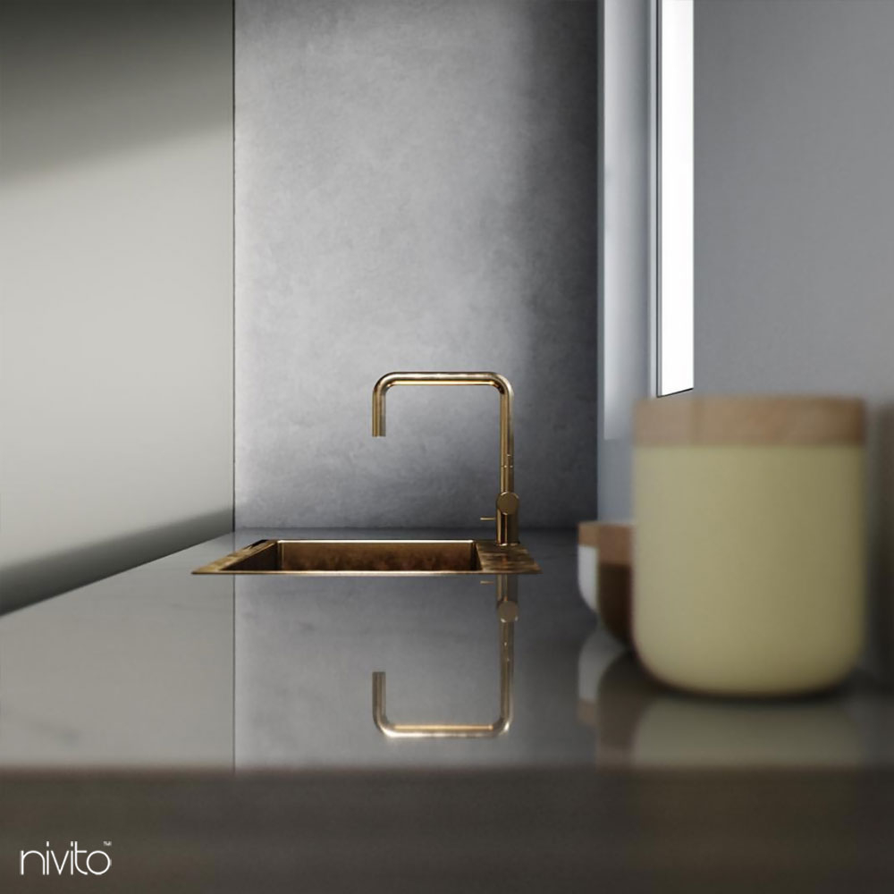 Brass/Gold Kitchen Mixer Tap - Nivito RH-360