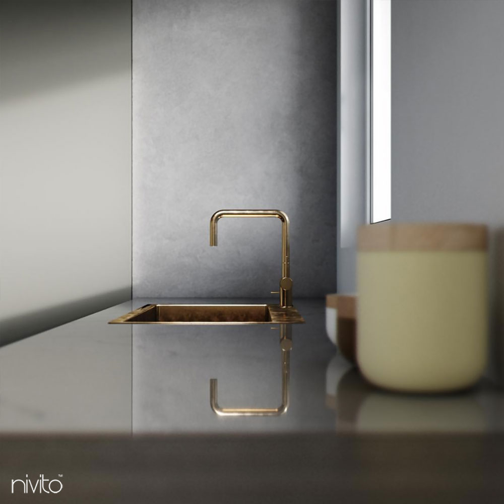 Brass/Gold Kitchen Sink Mixer Tap - Nivito RH-360