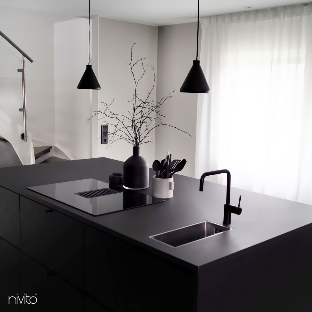 Black Kitchen Sink Mixer Tap - Nivito RH-320