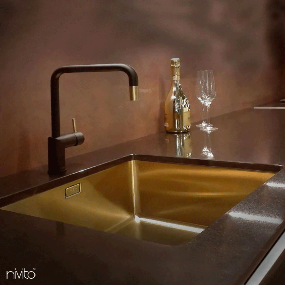 Brass/Gold Kitchen Basin - Nivito CU-500-BB