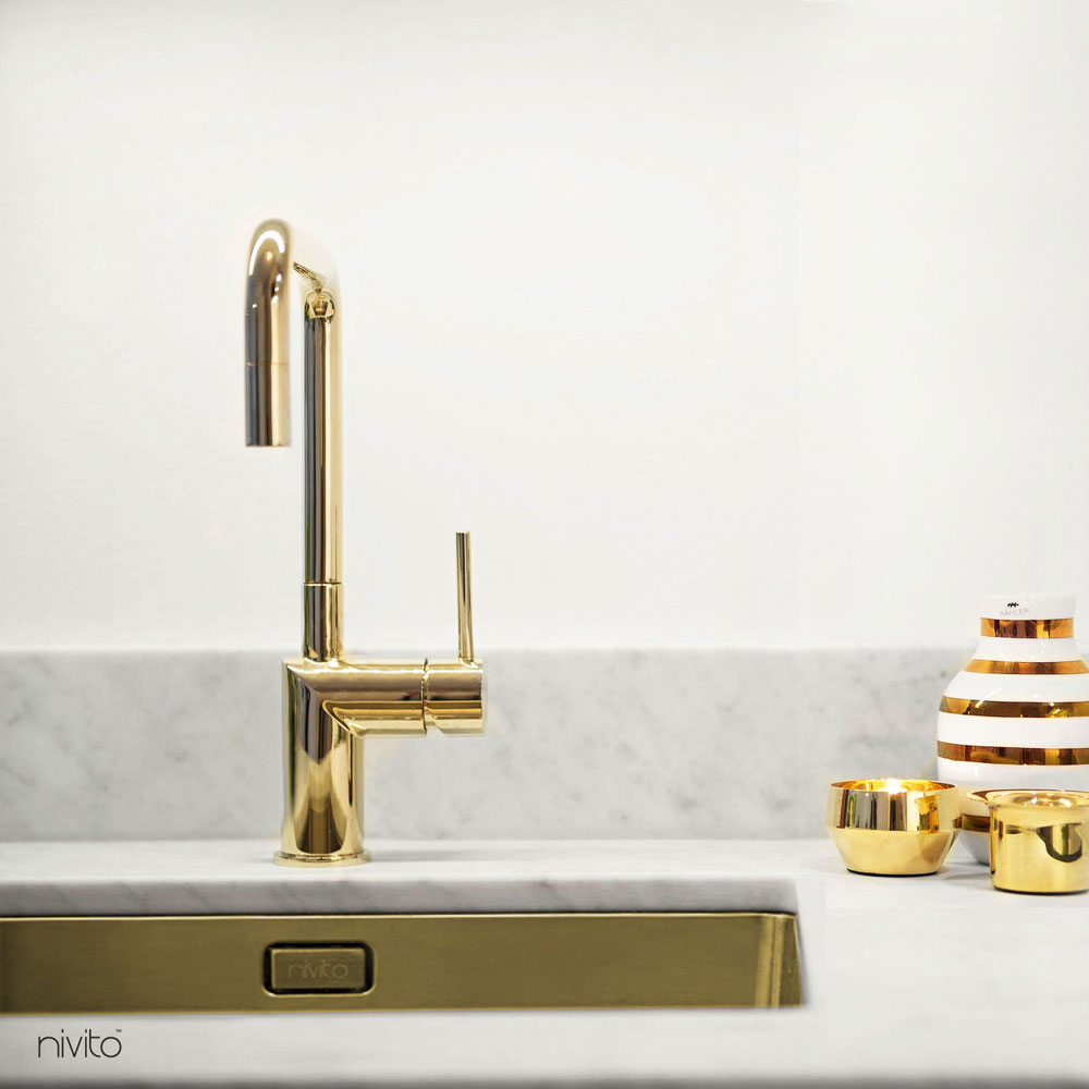 Brass/Gold Kitchen Sink Mixer Tap - Nivito RH-360
