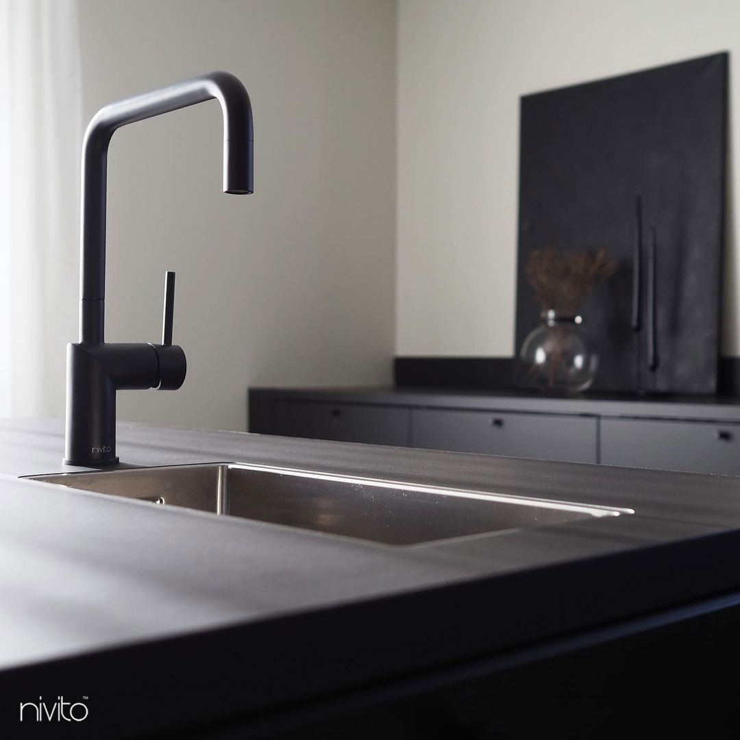 Black Kitchen Sink Mixer Tap - Nivito RH-320