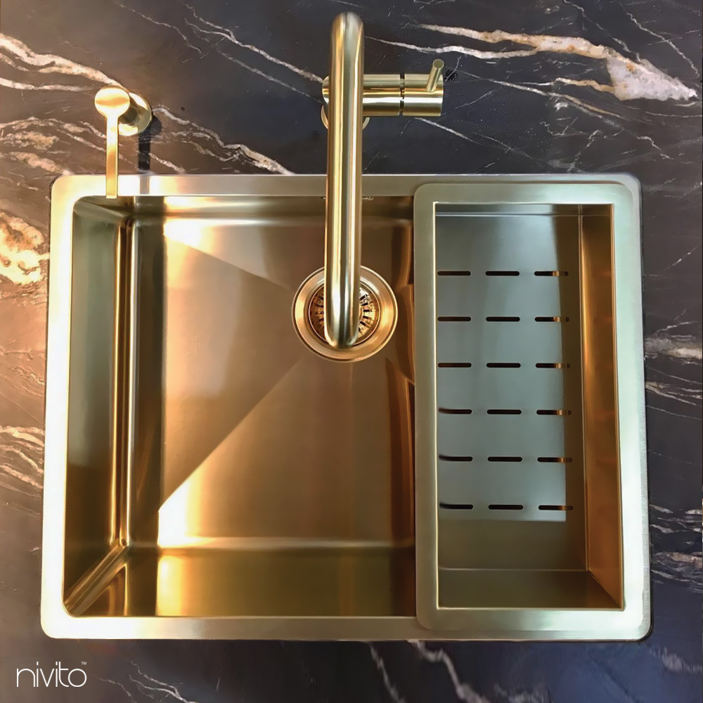 Brass/Gold Kitchen Mixer Tap - Nivito RH-340