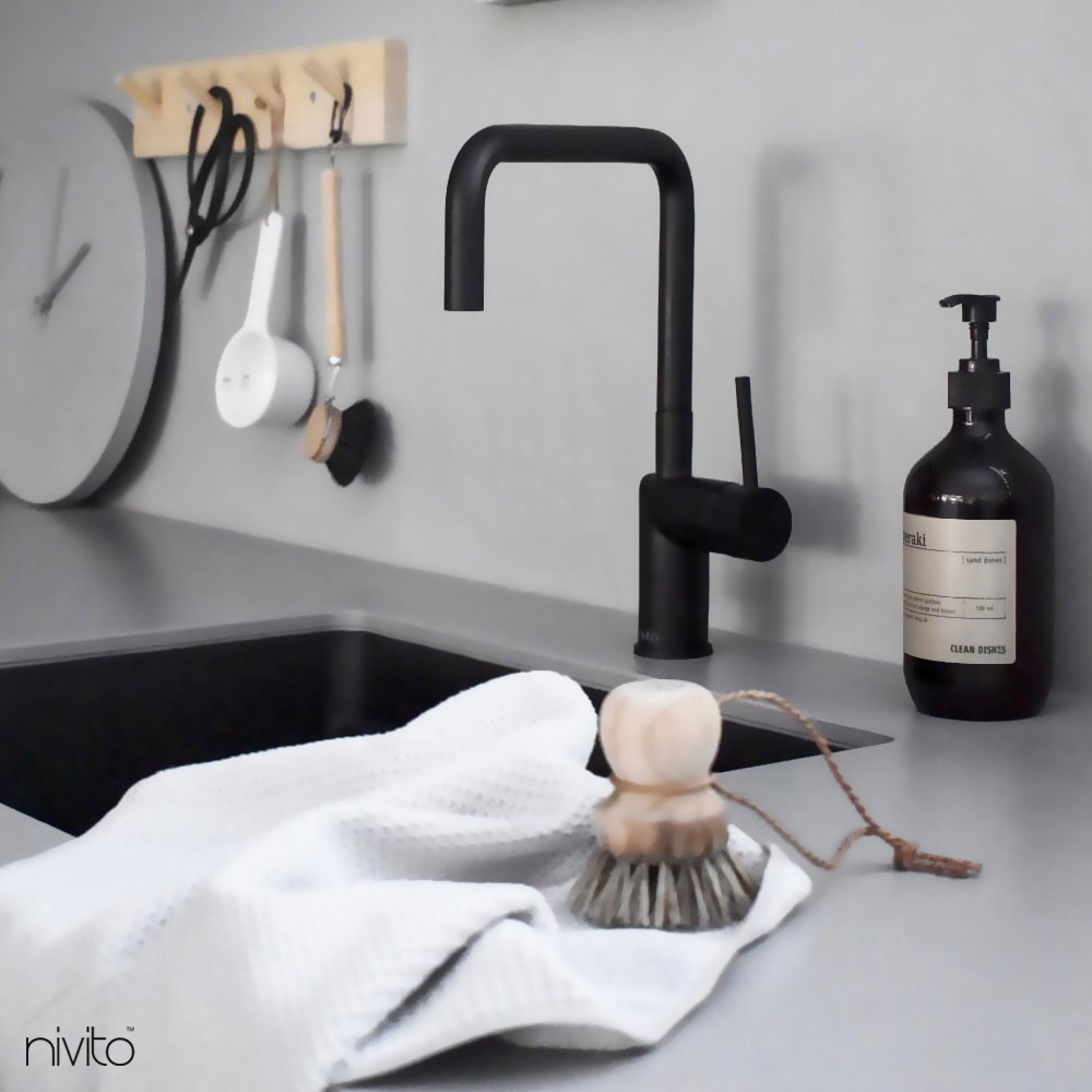 Black Kitchen Mixer Tap - Nivito RH-320