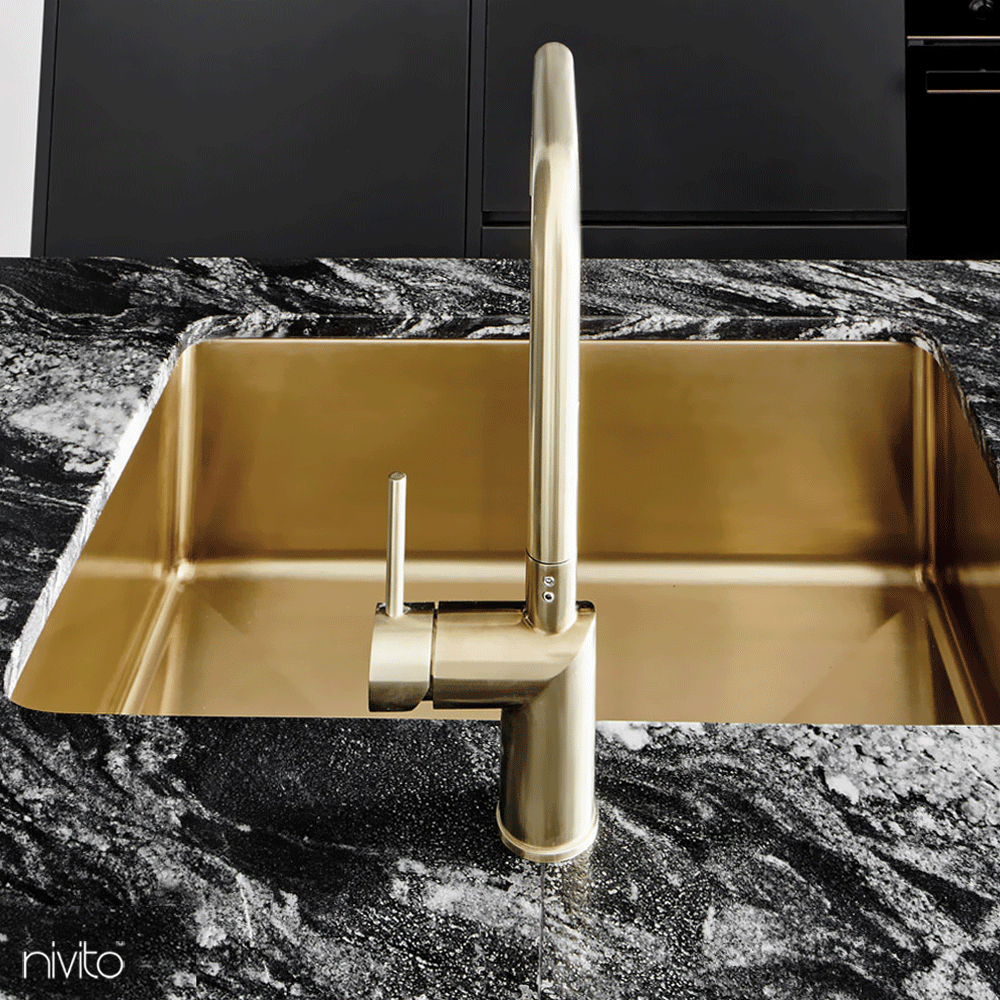 Brass/Gold Kitchen Mixer Tap - Nivito RH-340