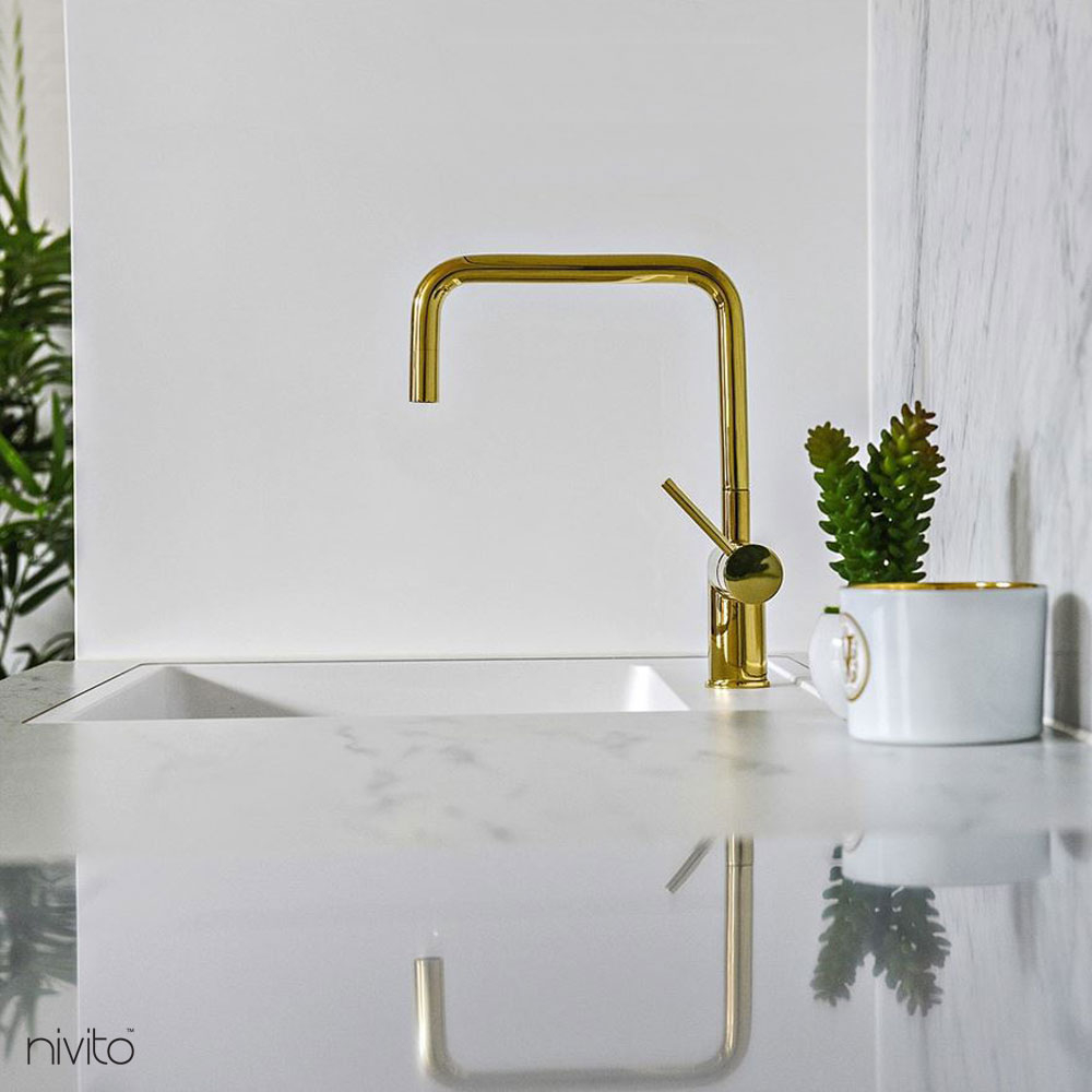 Brass/Gold Kitchen Sink Mixer Tap - Nivito RH-360