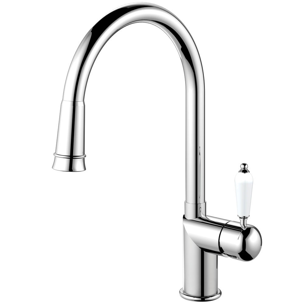 Mixer Tap Pullout hose - Nivito CL-210 White Porcelain handle