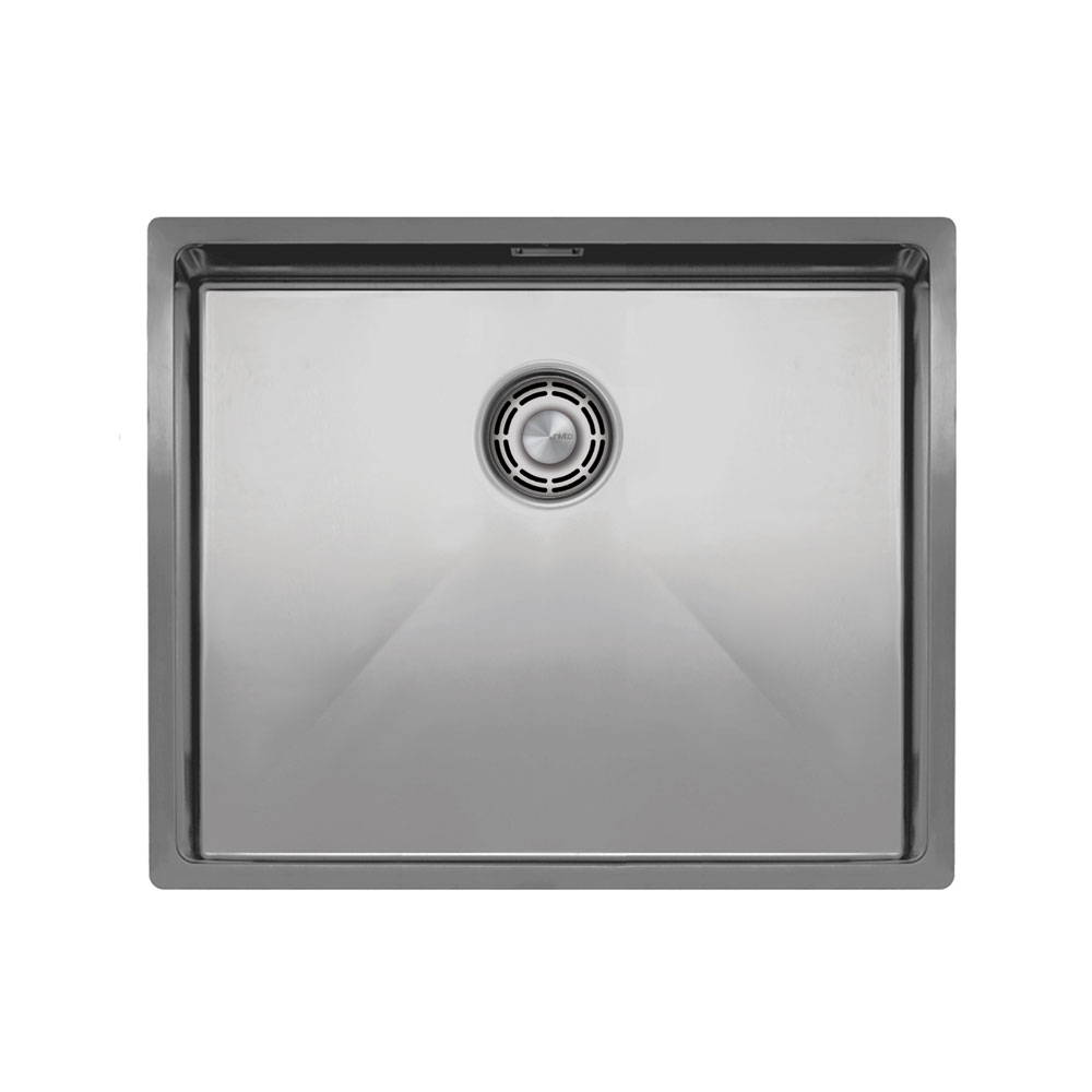 Stainless Steel Kitchen Basin - Nivito CU-500-B Brushed Steel Drain, overflow cover & waste basket included