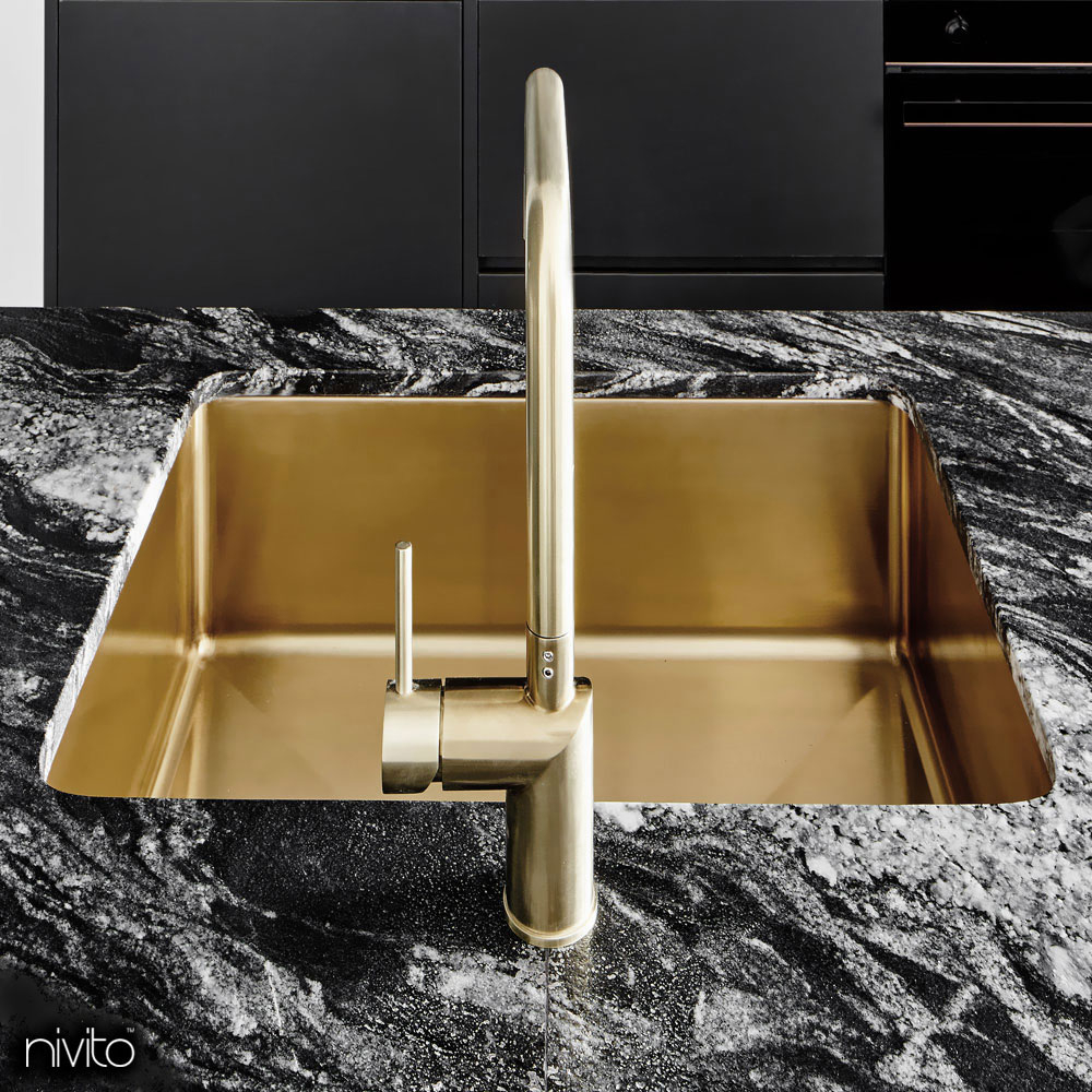 Brass/Gold Kitchen Basin - Nivito CU-500-BB