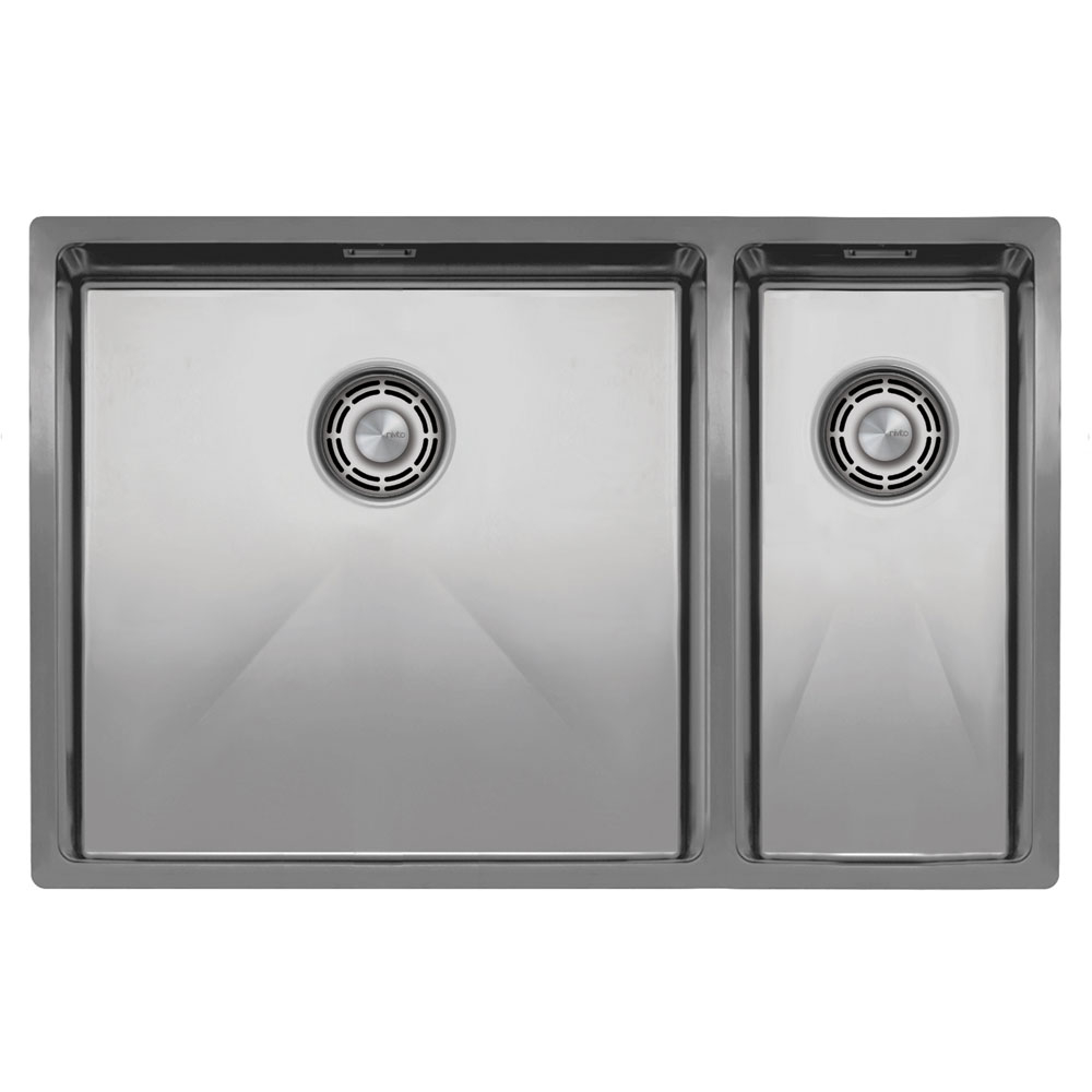 Stainless Steel Sinks - Nivito CU-500-180-B Brushed Steel Drain, overflow cover & waste basket included