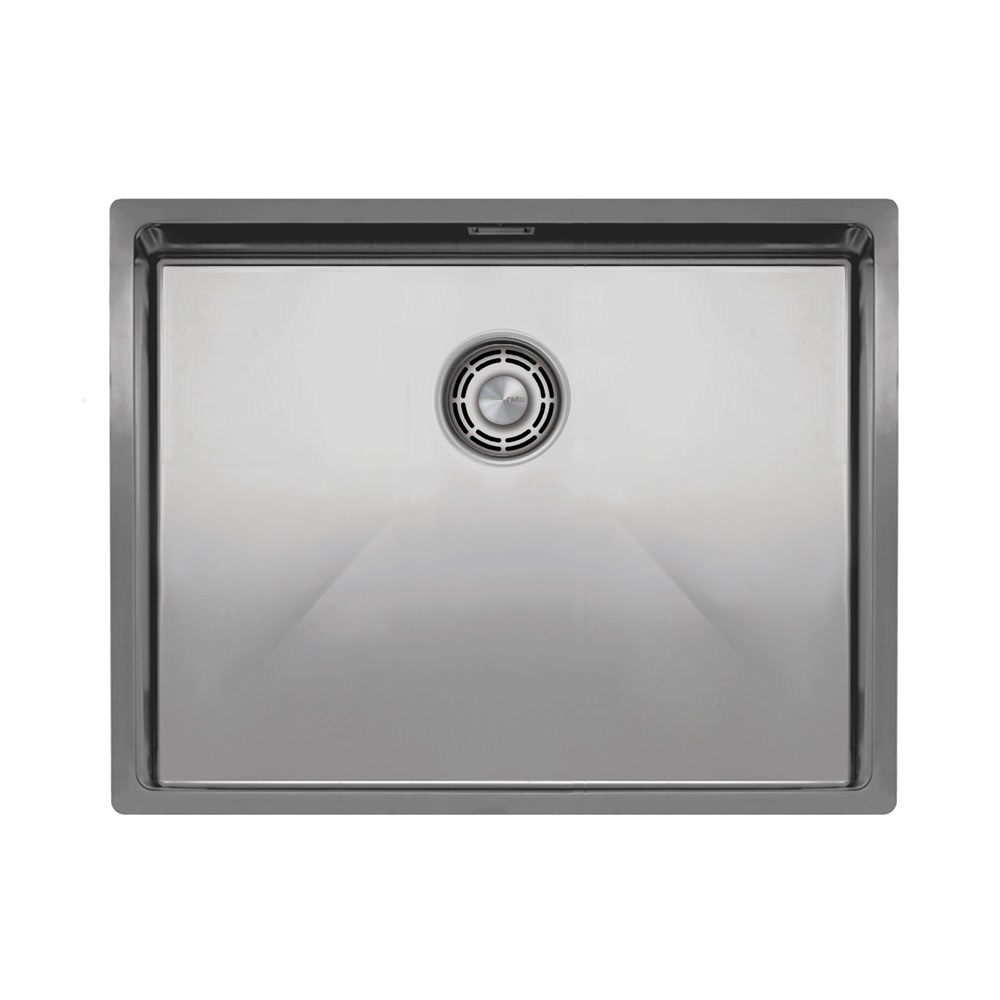 Stainless Steel Kitchen Sink - Nivito CU-550-B Brushed Steel Drain, overflow cover & waste basket included
