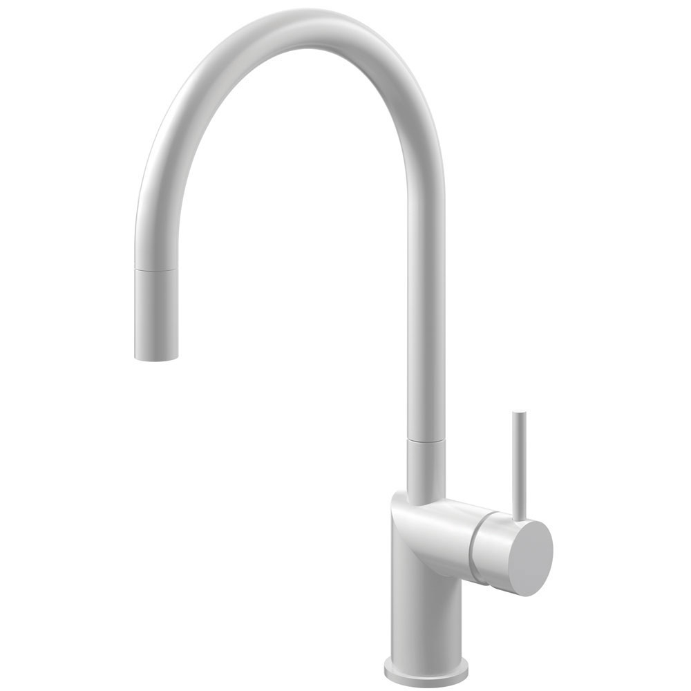 White Mixer Tap Pullout hose - Nivito RH-130-EX