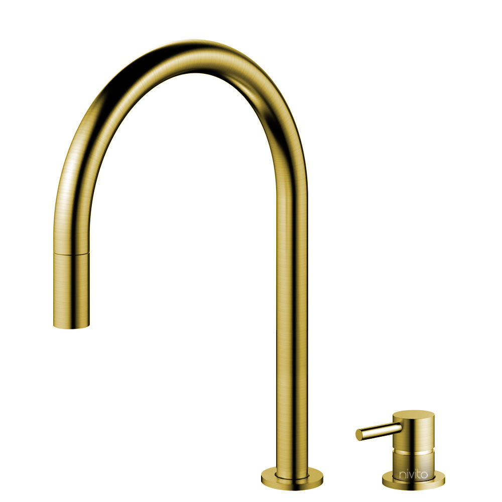 Brass/Gold Tap Pullout hose / Seperated Body/Pipe - Nivito RH-140-VI