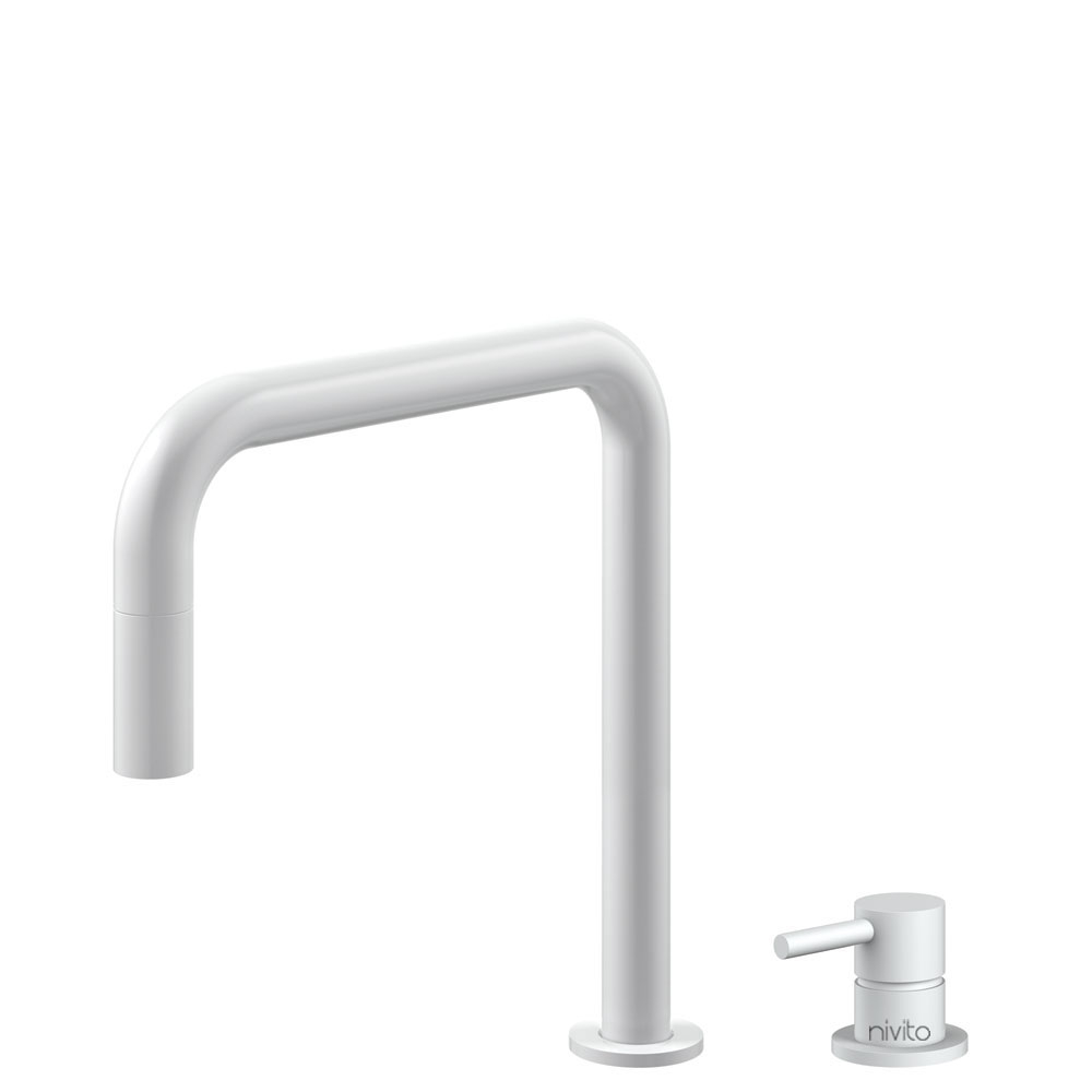 White Mixer Tap Pullout hose / Seperated Body/Pipe - Nivito RH-330-VI