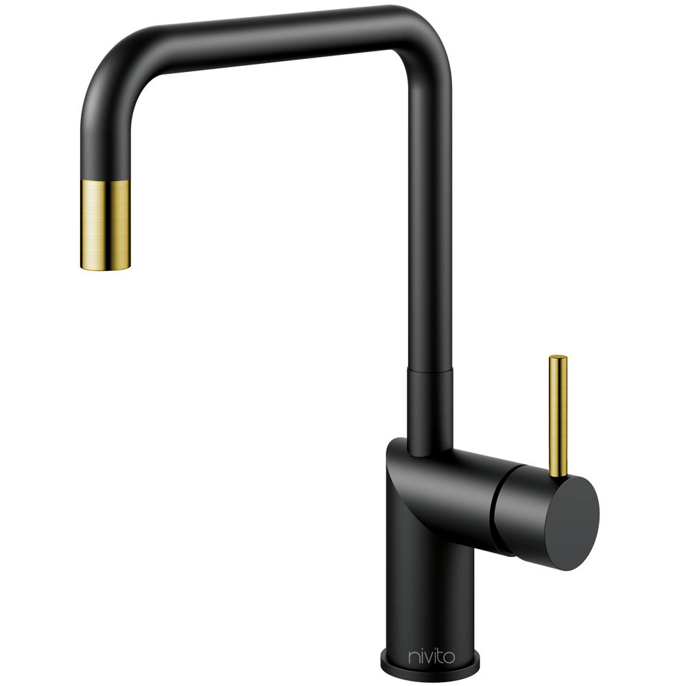 Brass/Gold Kitchen Sink Mixer Tap Black/Gold/Brass - Nivito RH-340-BISTRO