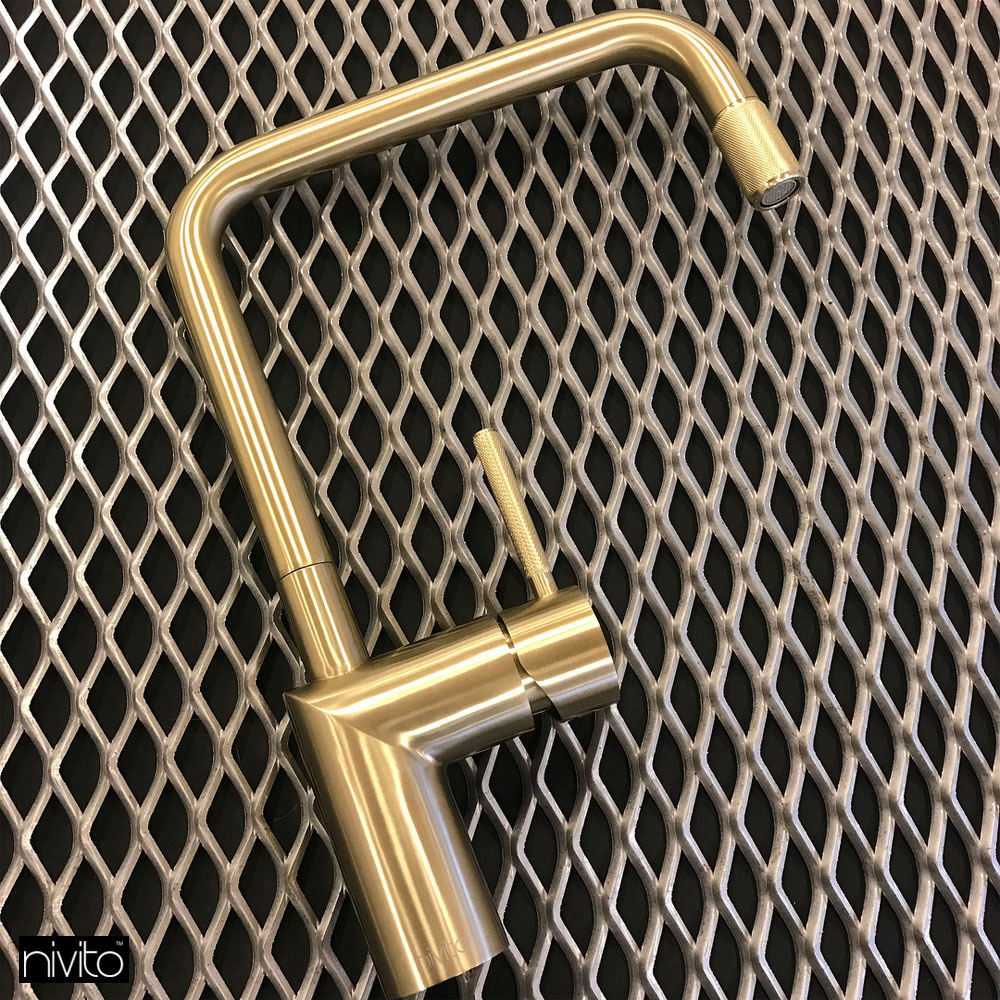 Brass/Gold Kitchen Sink Mixer Tap - Nivito RH-340-IN