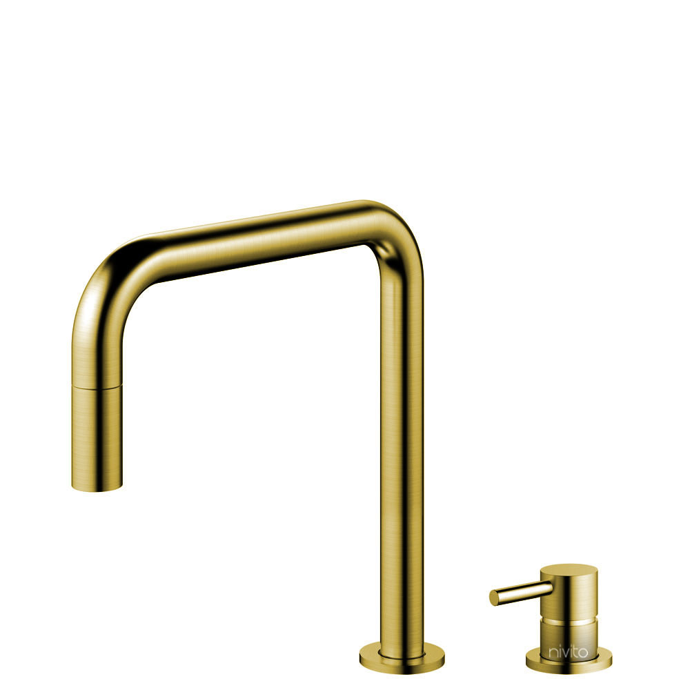 Brass/Gold Kitchen Sink Mixer Tap Pullout hose / Seperated Body/Pipe - Nivito RH-340-VI
