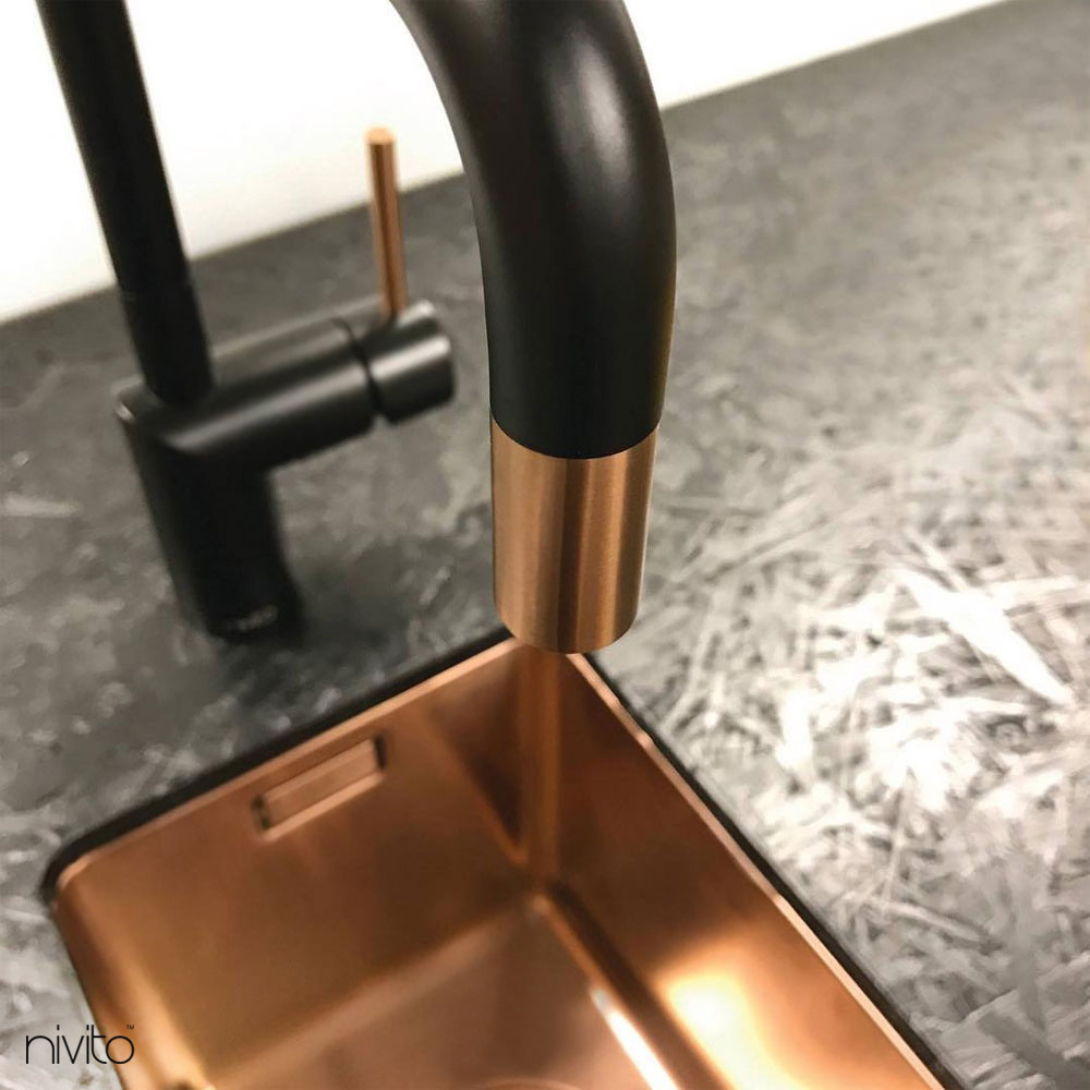 Copper Kitchen Sink Mixer Tap Black/Copper - Nivito RH-350-BISTRO