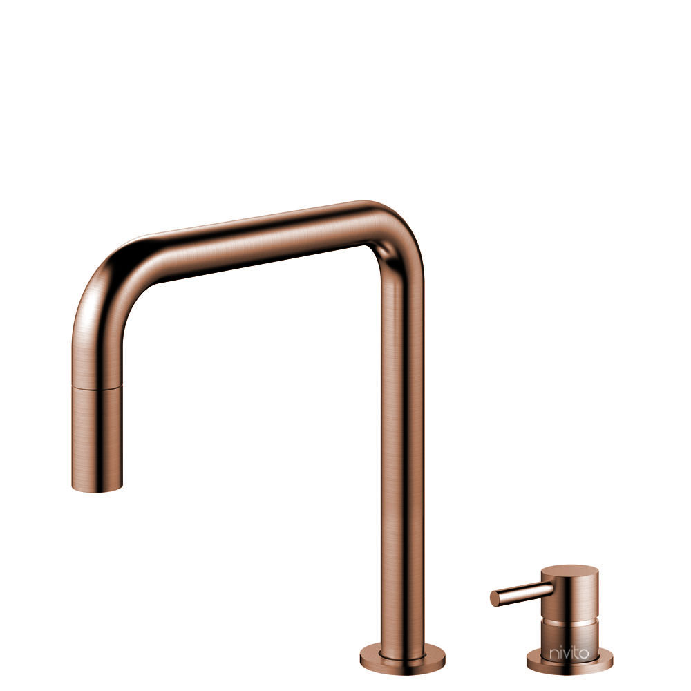 Copper Kitchen Sink Mixer Tap Pullout hose / Seperated Body/Pipe - Nivito RH-350-VI