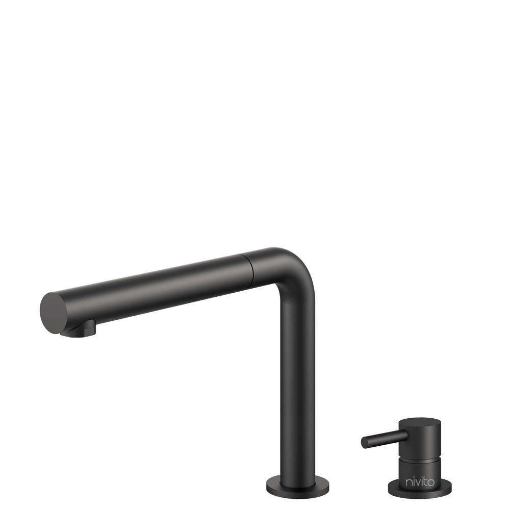 Black Kitchen Tap Pullout hose / Seperated Body/Pipe - Nivito RH-620-VI