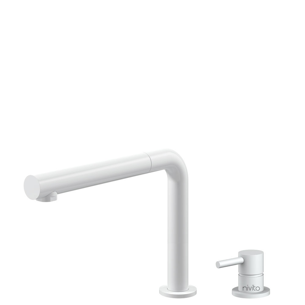 White Mixer Tap Pullout hose / Seperated Body/Pipe - Nivito RH-630-VI