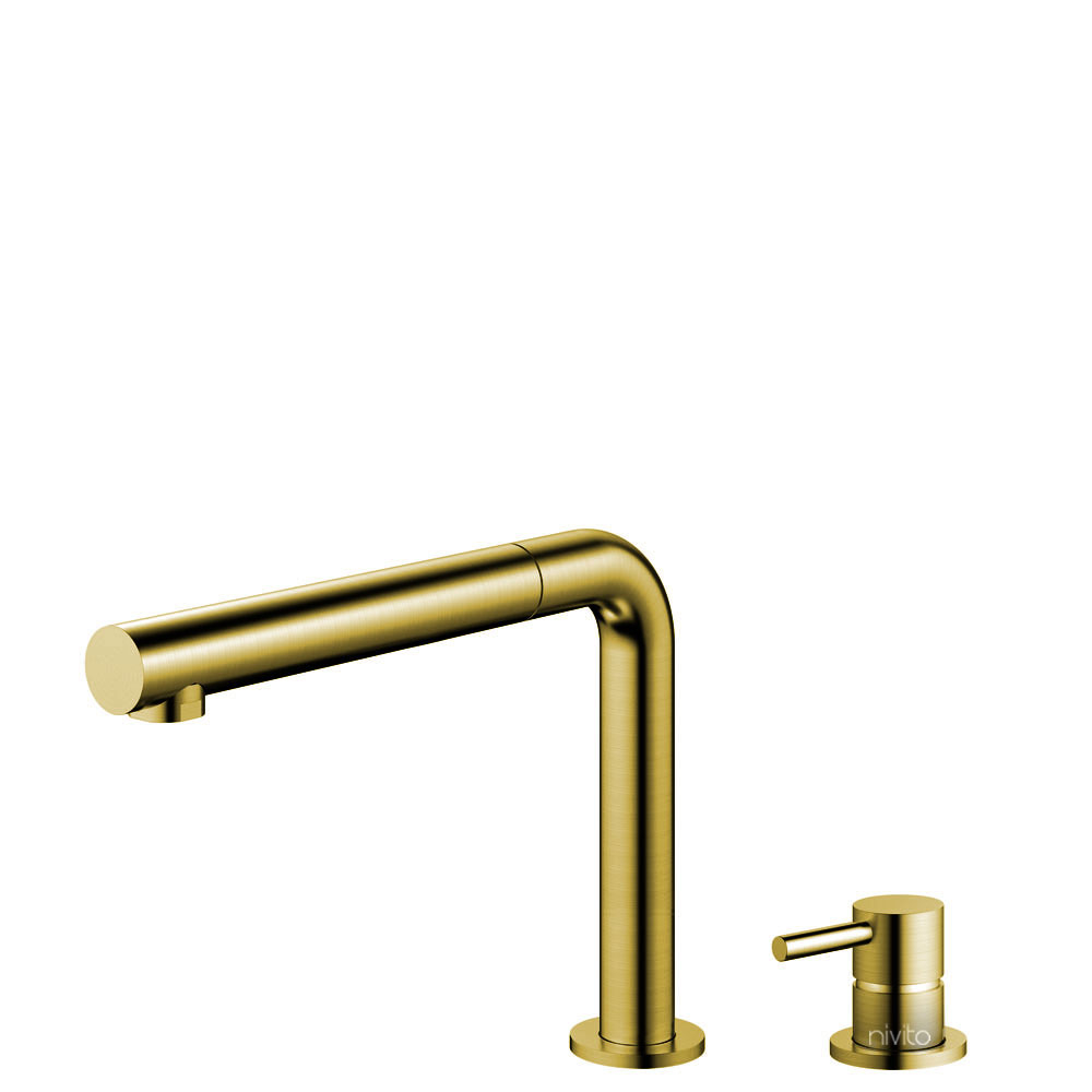 Brass/Gold Kitchen Tap Pullout hose / Seperated Body/Pipe - Nivito RH-640-VI