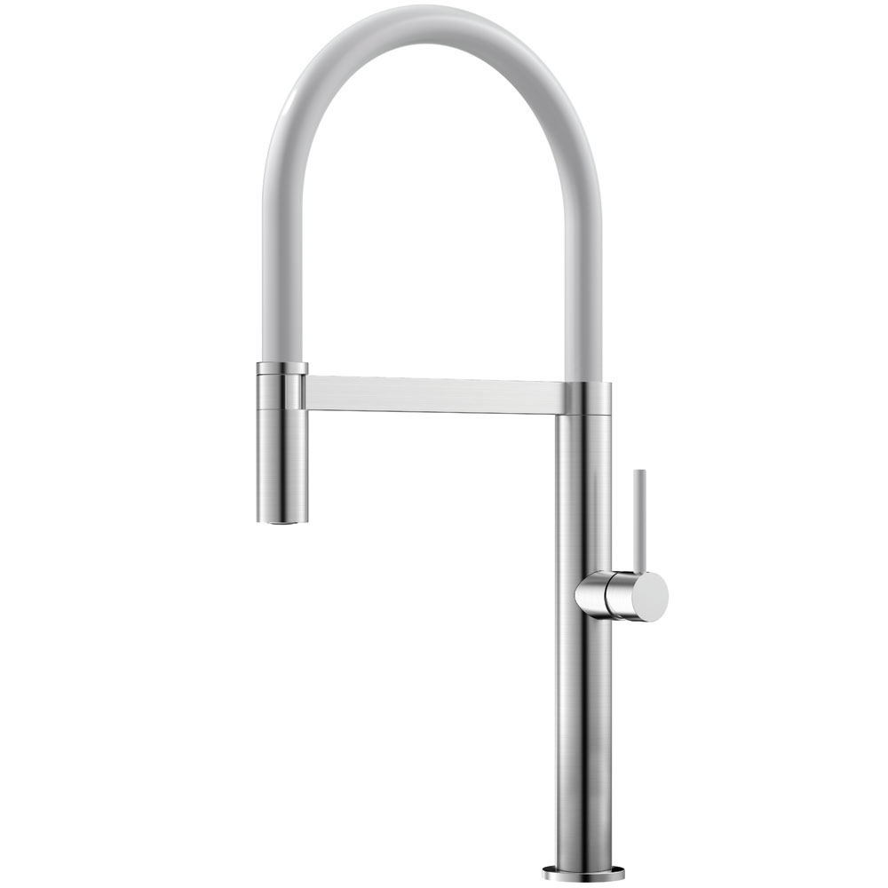 Stainless Steel Mixer Tap Pullout hose / Brushed/White - Nivito SH-300