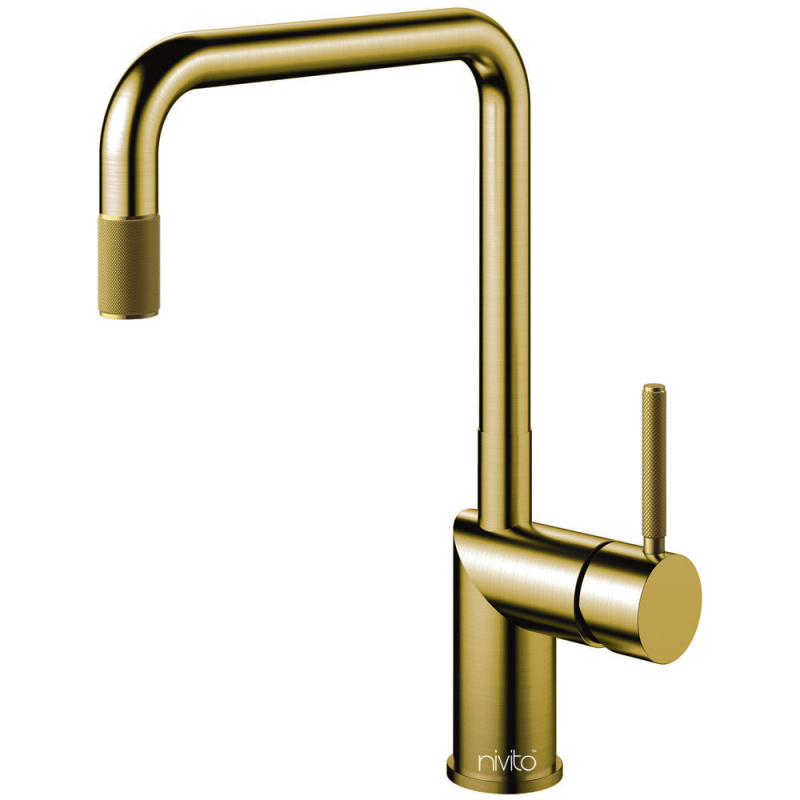 Brass/Gold Kitchen Sink Mixer Tap Pullout hose - Nivito RH-340-EX-IN
