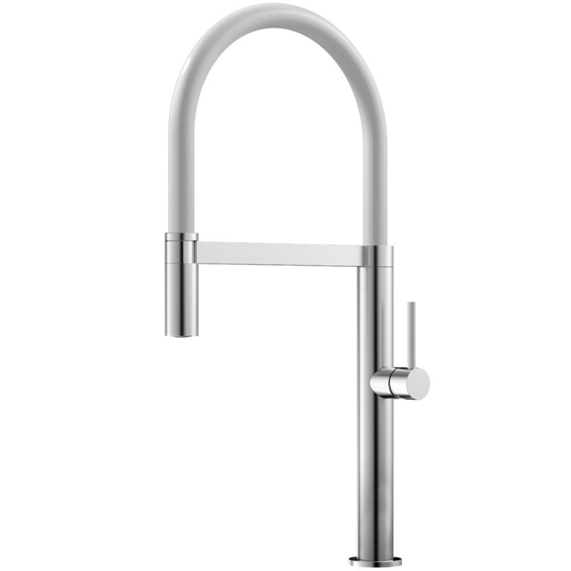 Stainless Steel Kitchen Mixer Tap Pullout hose / Brushed/White - Nivito SH-300